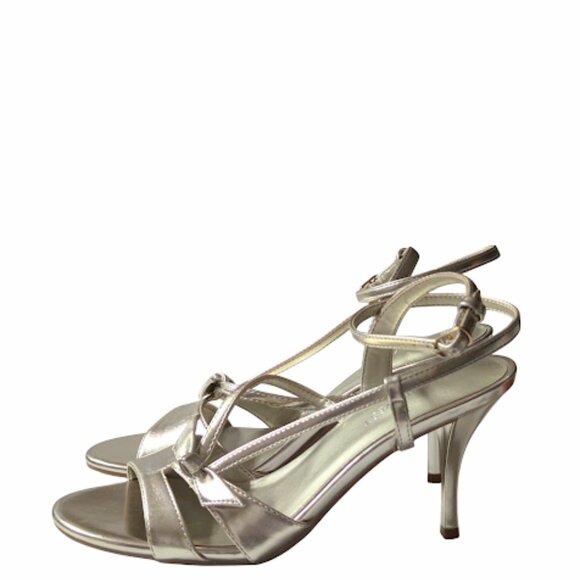 Nine West Strappy Gold High Heel Open Toe Holiday Sandals Size 8 New w/out Box - Picture 2 of 7